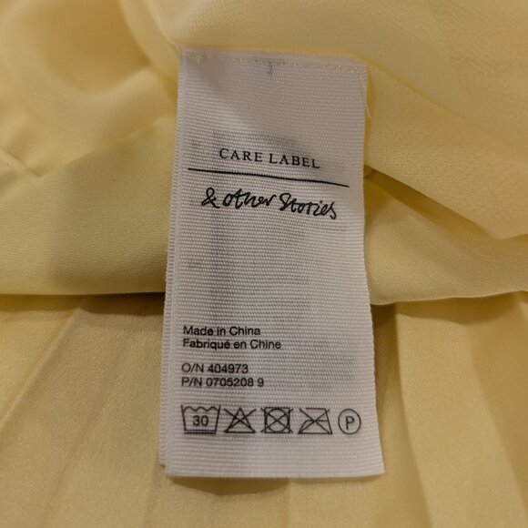 & OTHER STORIES PARIS ATELIER Satin Accordion Wrap Skirt 2 Sunshine Yellow - Picture 8 of 10